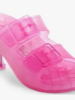 Balenciaga Pink Two-Strap Jelly Mule Heels